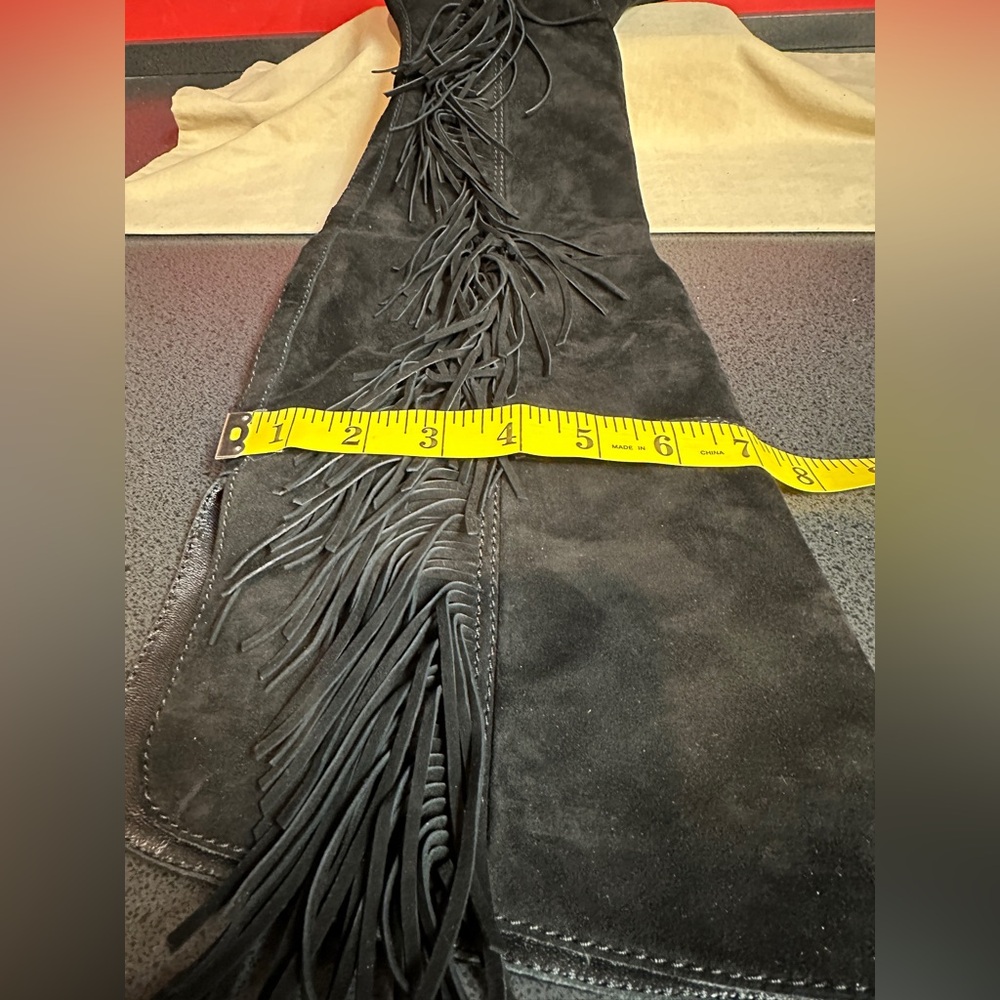 Frye Jodie Over The Knee Fringe Black Suede New with Tags & Box Women’s Sz 8.5M - Picture 13 of 16